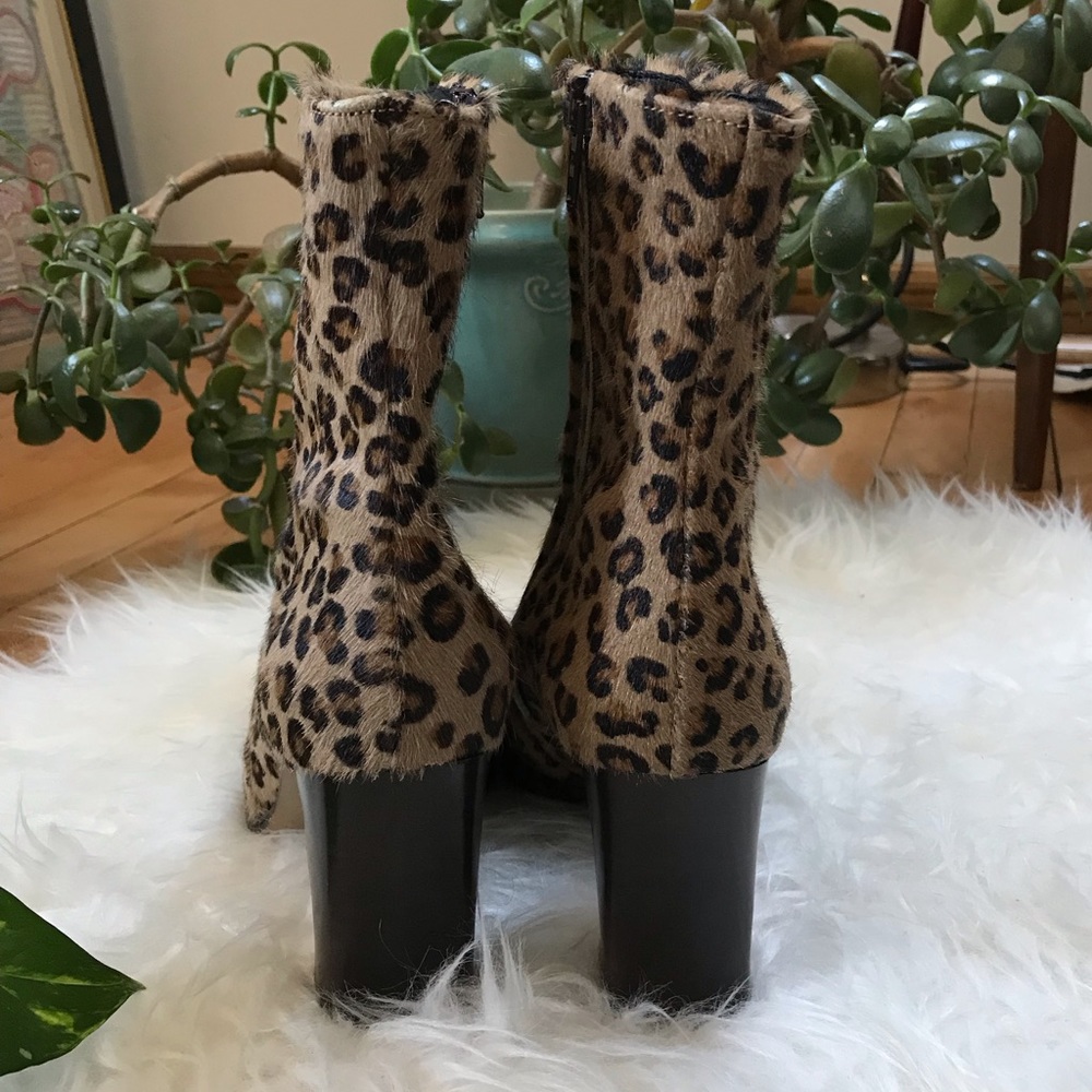 Charles David Leopard Calf Hair Heeled Booties - Picture 4 of 8